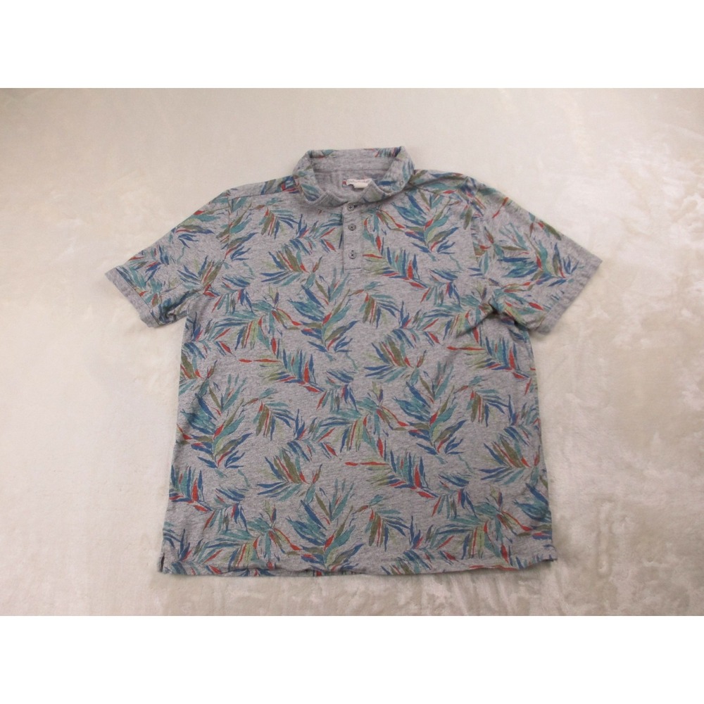 Carbon 2 Cobalt Polo Shirt Mens Large Gray Floral Cotton Golf*‎